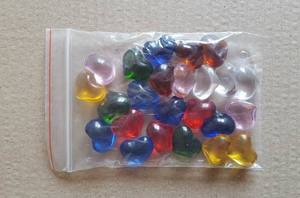 Glass Stone Gem Box Sets: GLASS HEART 24 IN BOX