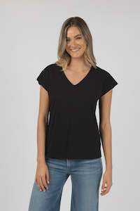 Womens Tops: Humidity Must Have V Neck Tee Black