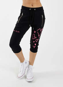 Loungewear: Federation Cut Trackies With Love Black/Pink