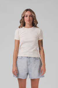 Rpm Mfg Co: RPM MFG CO. Heart Ribbed Tee Off White