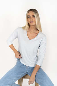 All Tops: Humidity Stella V Neck Ice Blue