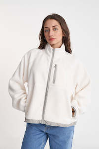 Womens Outerwear: Huffer Polar Fleece Jacket Chalk