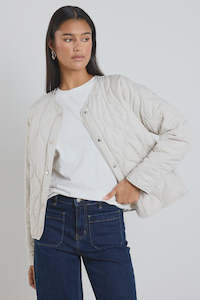 Stories Be Told Apex Collarless Puffer Jacket Putty