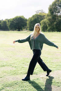 Knitwear: Humidity Romi Cardi Green/Grey