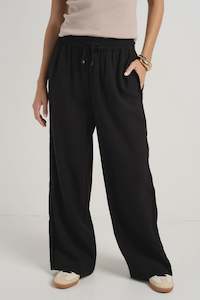 Stories Be Told Townie Velvet Stripe Wide Leg Pant Onyx