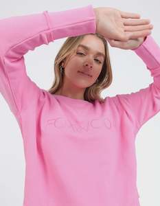 Sweaters: Foxwood Simplified Metallic Crew Bubblegum