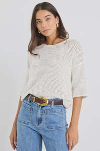Knitwear: Re: Union Sunrise Ivory SS Crochet Knit Tee