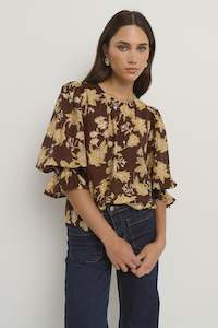 Ivy + Jack Candid Floral Top Chocolate