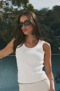 Re:Union Cobble Rib Cutaway Tank Ivory