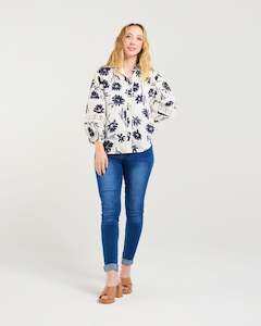Shirts Blouses: Zafina Arabella Shirt Ink Blossom