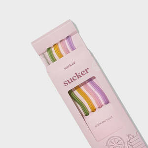 Reusable Glass Wavy Straws Multi Coloured