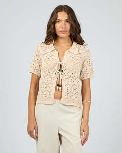 Silent Theory Nina Crochet Top Natural