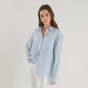 Re: Union Exalted Blue Stripe Linen Viscose Oversized Shirt