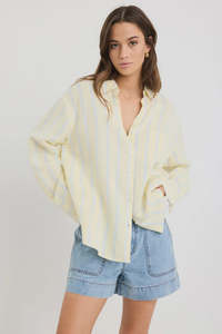 Re: Union Exalted Yellow Stripe Linen Viscose Oversized Shirt