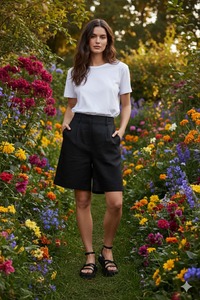 Seeking Lola Bermuda Short Black Linen
