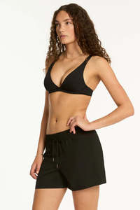 Womens Swimwear: Sea Level Mid Length Board Short Black