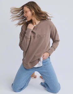 Sweaters: Foxwood Simplified Crew Chocolate Brown