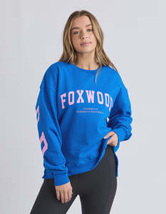 Sweaters: Foxwood Interval Crew Cobalt/Neon Pink
