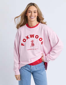 Sweaters: Foxwood Effortless Contrast Crew Pale Pink