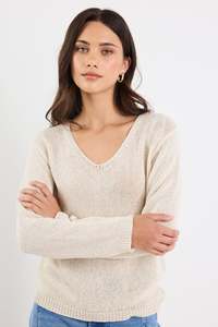 Knitwear: Stories Be Told Afternoon Natural Relaxed V Neck Jumper