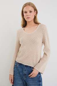 Ivy + Jack Aurora String Scoop Neck Crochet Knit Jumper