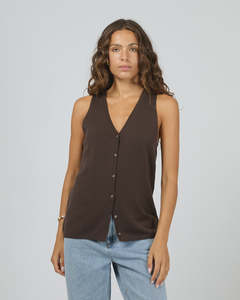 Knitwear: Silent Theory Ellis Vest Top Chocolate
