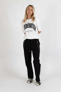 Federation Loose Leg Escape Trackies Black/Silver