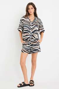 Among The Brave: Among The Brave Elaborate Chocolate Zebra Pull on Shorts