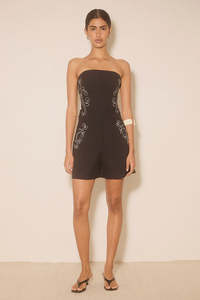 Mon Renn Zahra Embroidered Short Midnight Black