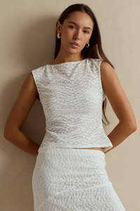 Stories Be told Breathless Ivory lace Sleeveless Top