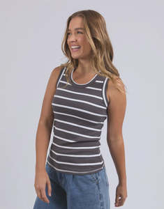 Foxwood Iris Stripe Tank Charcoal