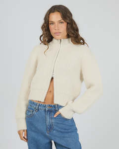 Sweaters: Silent Theory Leila Zip Thru Jumper Chalk