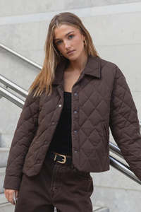 Womens Outerwear: Among The Brave Absolute Chocolate Collared Quilted Jacket