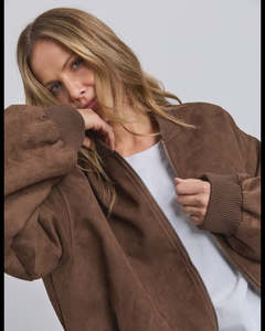 Womens Outerwear: Foxwood Evie Suede Bomber Chocolate