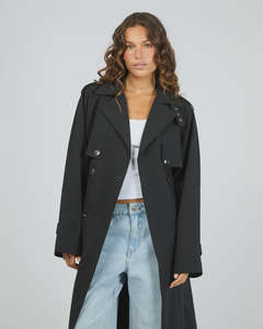 Womens Outerwear: Silent Theory Sutton Trench Coat Black