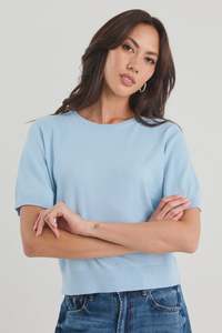 Stories Be Told Edition Sky Blue Crewneck Cashmere Blend Knit Tee