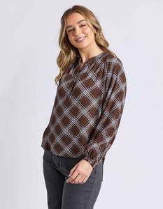All Tops: Foxwood Edison Check Top Chocolate/Blue