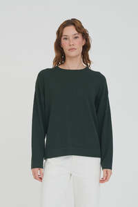 Huffer Neve Merino Crew Forest
