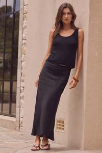 Among The Brave: Among The Brave Linen Summit Skirt Black