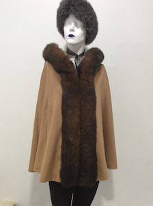 Hooded Fur Trim Cape