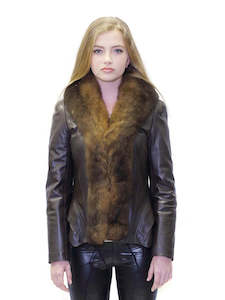 Karu Fur Trim Scallop Leather Jacket