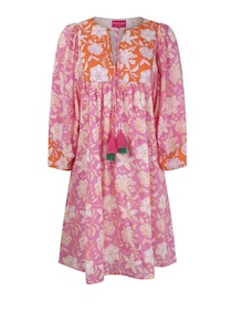 Products: Cotton Floral Dress in Pink - Katerina Boutique