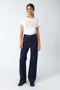 Trousers: Denim flared trouser