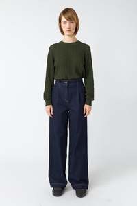 Denim pleat trouser