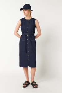 Denim belted dress