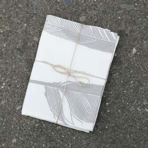 Tea Towels: Cream Feather linen tea towel