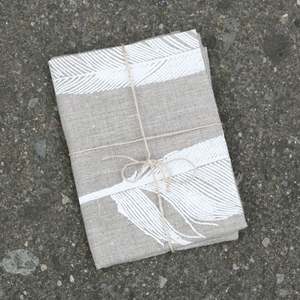 Tea Towels: Feather natural linen tea towel
