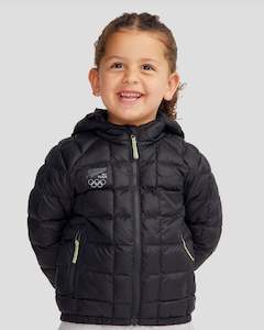 Kids' Heli Insulated Hooded Jacket - Black | New Zealand Team Supporters Collection