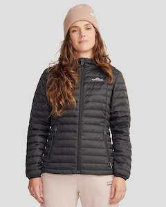Down: Women's Heli Hooded Down Jacket - Black