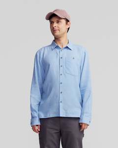 Shirts: Men’s Weekend Natural Long Sleeve Shirt -  Washed Peri Chambray